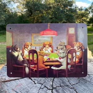Poker Dogs Metal Sign